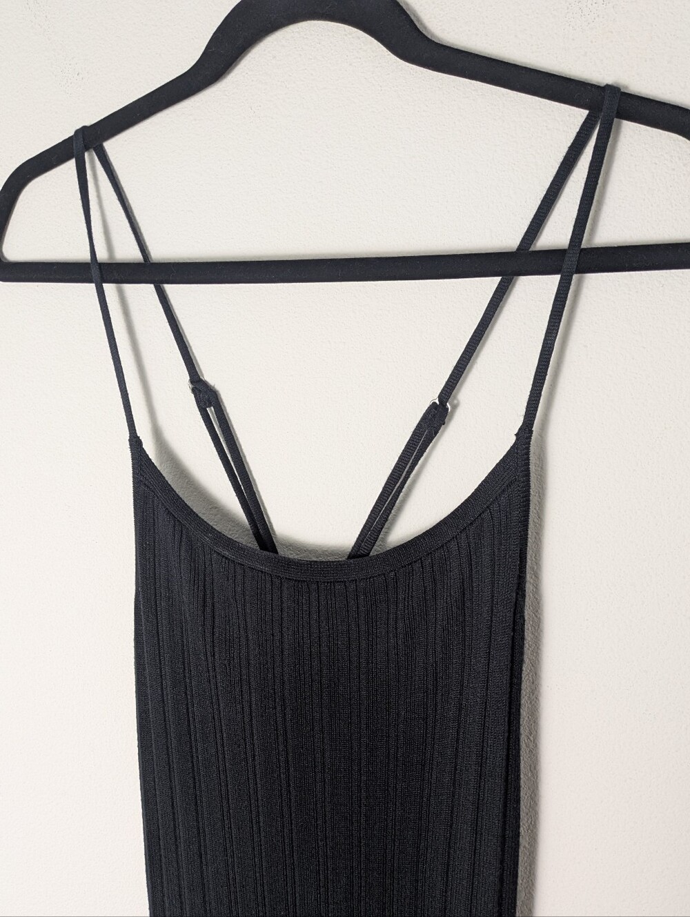 Abercrombie & Fitch Ribbed Mini Dress Size Small Black Cross Back Straps EUC - Picture 2 of 10